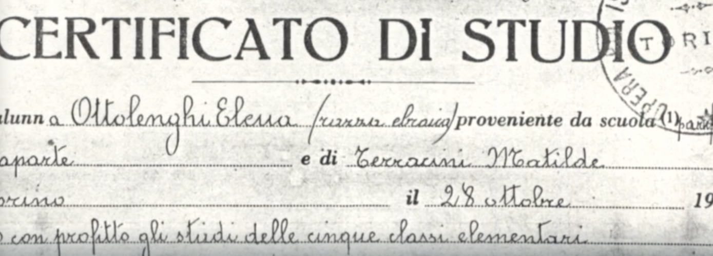 Testimonianza di Elena Ottolenghi - Dalla scuola fascista alla scuola ebraica Testimonianza di Elena Ottolenghi - Dalla scuola fascista alla scuola ebraica
