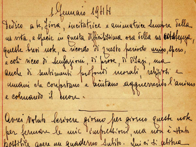 Un estratto del diario manoscritto di Clelia Della Pergola Un estratto del diario manoscritto di Clelia Della Pergola