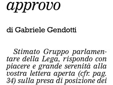 &quot;Non mi distanzio, anzi approvo&quot;, La Regione, 2 ottobre 2010