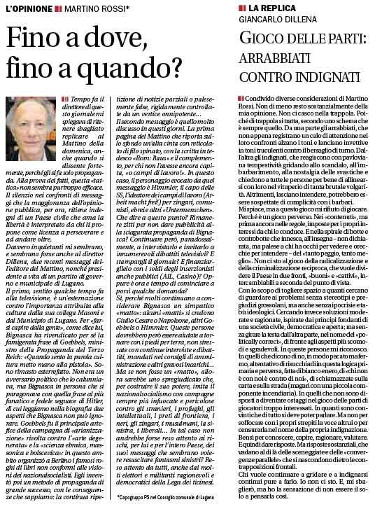 &quot;Fino a dove, fino a quando?&quot;, Corriere del Ticino, 21 settembre 201010