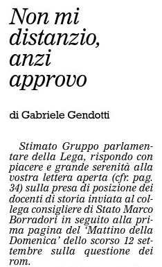 &quot;Non mi distanzio, anzi approvo&quot;, La Regione, 2 ottobre 2010