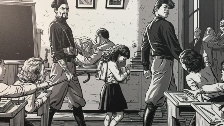Fumetto di Roberto Zaghi sulle leggi razziali e l’espulsione dei bambini ebrei dalle scuole italiane