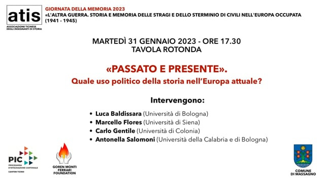 2023 - Giornata della memoria - «Passato e presente. Quale uso politico della storia nell’Europa attuale?» - Tavola rotonda